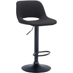 Décoshop26 - Tabouret de bar chaise haute x1 avec repose-pieds en tissu noir piètement métallique noir 10_0004616 - noir 3000252200002_0
