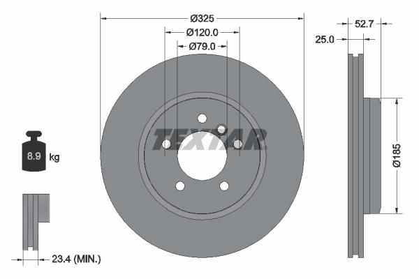 Disque de frein Textar 92106903 - ventilé de l'intérieur - boîte de 1 disque_0