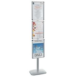 Edimeta Porte-affiches / Porte-messages H180 cm complet 3 cadres A3 sur pied - gris aluminium 214010_0