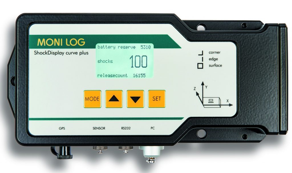 Enregistreur de chocs robuste - SHOCKDISPLAY CURVE PLUS avec capteurs GPS et Combi, pour transports hautement sensibles_0