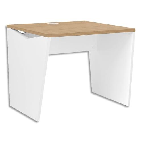 Gautier office bureau pied panneau yes chêne, avec voile de fond, 2 passe-câbles l80 x h74 x p80 cm_0