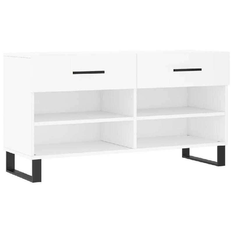 Helloshop26 - Banc à chaussures bottes commode étagère meuble entrée rangement 102 x 35 x 55 cm bois d'ingénierie blanc 02_0022878 - blanc Bois m_0