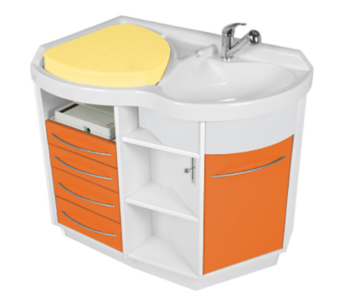 Paillasse puériculture modèle Betamat - Réf SPE 1010 - BIOLAB - meuble de change avec baignoire ergonomique et rangement intégré_0