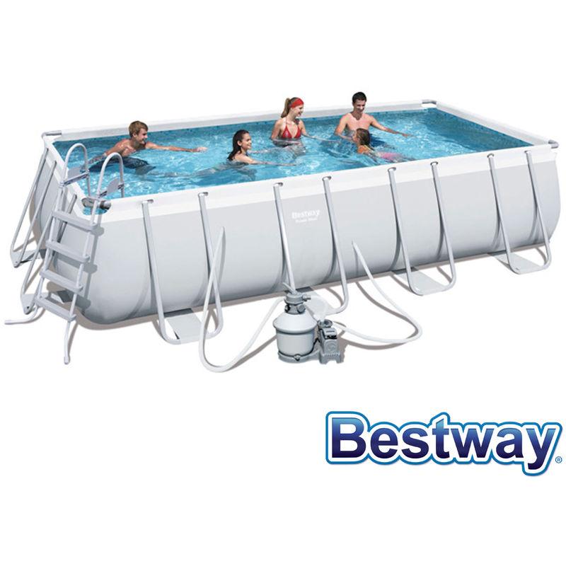 BESTWAY - KIT PISCINE RECTANGULAIRE TUBULAIRE L4,88 X L2,44 X H1,22M- FILTRE A SABLE