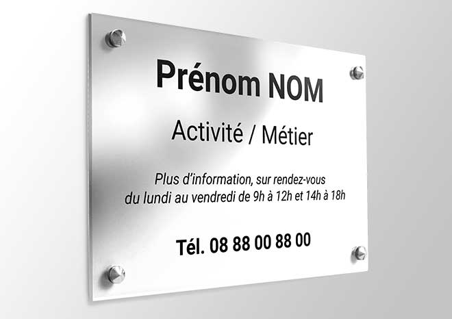 Plaque professionnelle gravée - personnalisable, matériaux variés, installation facile_0