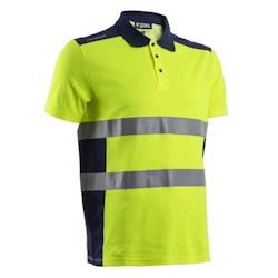 Polo de travail manches courtes haute visibilité anti UV  OKI jaune|marine T.L Coverguard - L 5450564054882_0