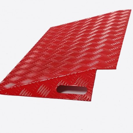 Rampe de seuil trapézoïdale en aluminium - antidérapante, pliée avec poignée intégrée - fabrication française_0