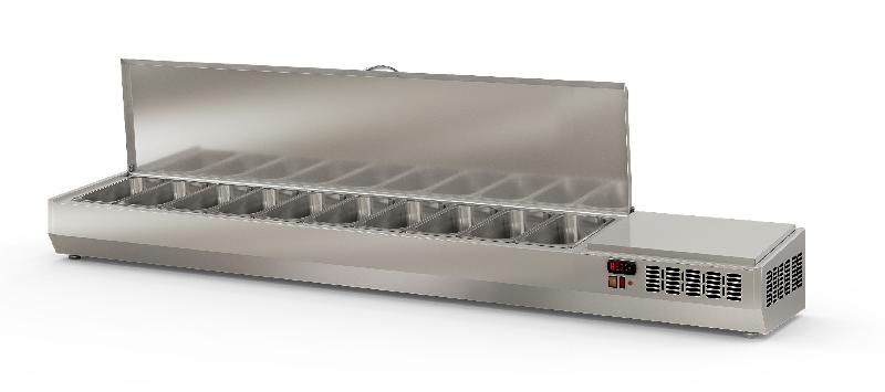 Saladette à ingrédients professionnelle inox 10 bacs gn 1/3 avec couvercle inox - EI225-T-1/3_0