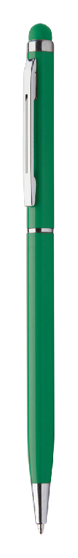 Stylo à bille avec stylet - aluminium - embout tactile assorti - encre bleue - couleur verte_0