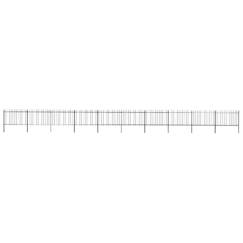 Vidaxl clôture de jardin avec dessus en lance acier 17 x 1,2 m noir 277629_0