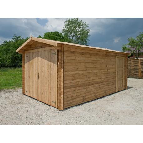 2454 - garage en bois massif 40mm traité teinté marron gardy shelter_0