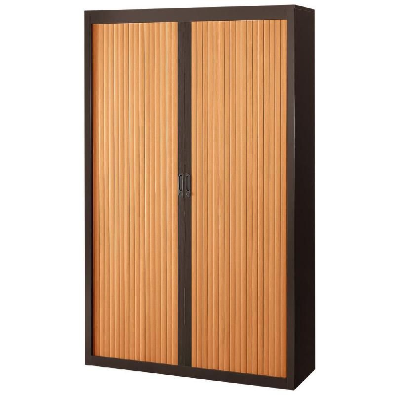 ARMOIRE À RIDEAUX DIRECT PRICE HAUTEUR  198 CM X LARGEUR 120 CM CORPS ANTHRACITE RIDEAUX HÊTRE