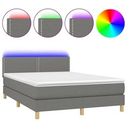Décoshop26 - Lit LED 140x200 cm avec sommier, tête de lit réglable et matelas à ressorts ensachés - tissu gris foncé TDL0208351_0