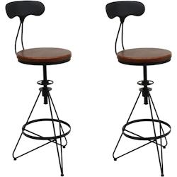 Décoshop26 - Lot de 2 tabourets de bar chaise haute avec repose-pieds rotatif réglable en hauteur design industriel métal noir et TDB04080 - noir 3_0