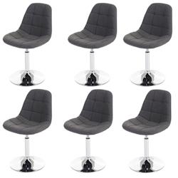 Décoshop26 - Lot de 6 chaises de salle à manger pivotante en textile gris clair et cadre en métal chromé 04_0007682 - gris 3000262240029_0
