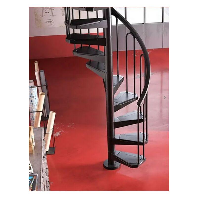 ESCALIER EN COLIMAÇON PEU ENCOMBRANT EN NOIR (RAL 9017) MÉTAL - DIAMÈTRE 100 CM - 15 ÉTAPES MARCHES (316 CM - 353 CM)