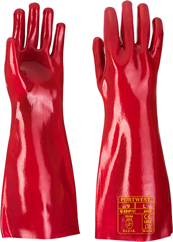 Gant PVC rouge A445 - XL - Protection avant-bras 45 cm - Résistance abrasion et déchirure_0