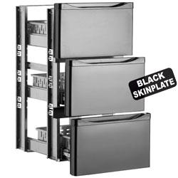 Kit bloc tiroirs 1/3 + 1/3 + 1/3 - Skinplate noir - Tiroirs inox AISI 304 - Dimensions 410x435xh190 mm_0