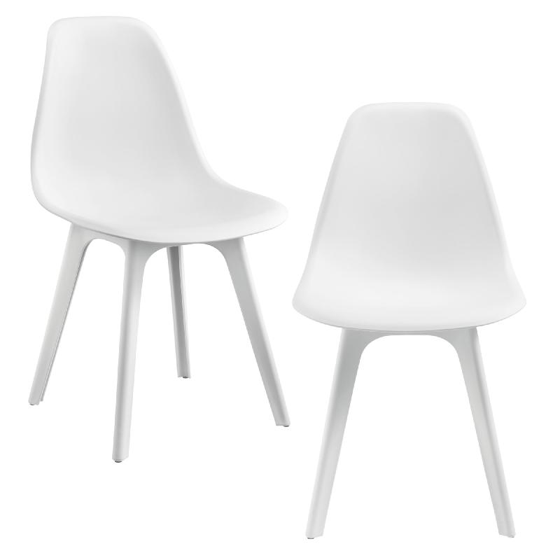 Lot de 2 chaises design en plastique blanc - 83 cm - Cuisine, salle à manger, salon, bureau_0