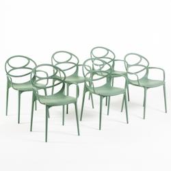 RATTATAN Set de 6 chaises en polypropylène avec fibre de verre, empilables pour extérieur et jardin, bar et restaurant, cuisine design moderne -Char_0