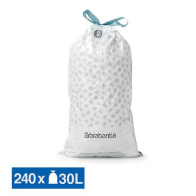 Sacs poubelle déchets courants Brabantia poignées coulissantes blancs 30 L, lot de 240_0