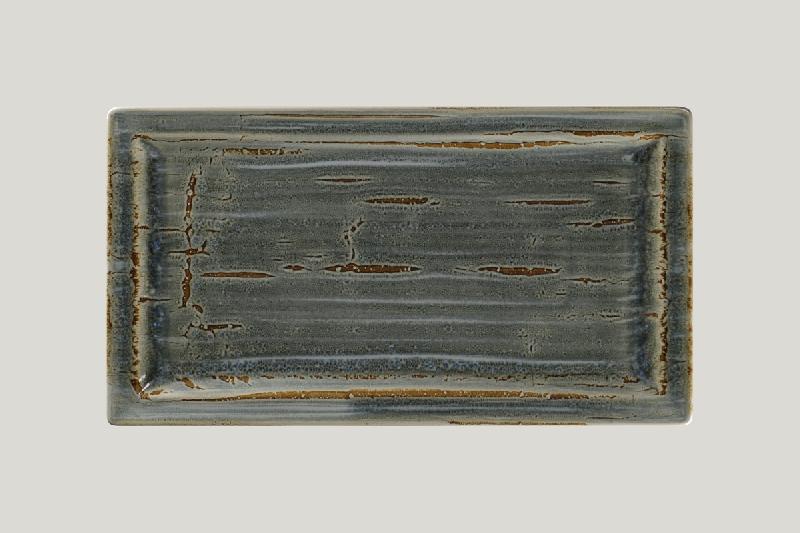 ASSIETTE COUPE PLATE RECTANGULAIRE GRIS PORCELAINE 38,5X21 CM RAKSTONE SPOT