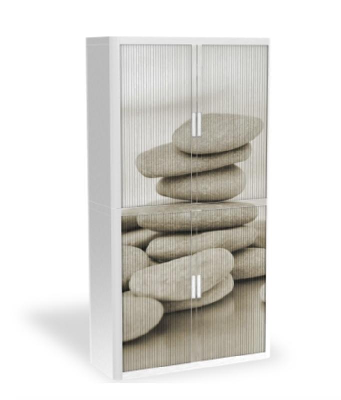 Armoire à rideaux avec décor Zen - EasyOffice. - Ricochets, Haute_0