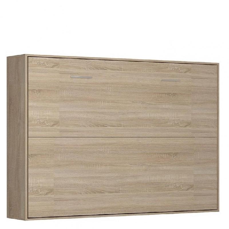 Armoire lit horizontale escamotable STRADA-V2 en chêne - Couchage 140x200 cm - Ultra plate et gain de place_0