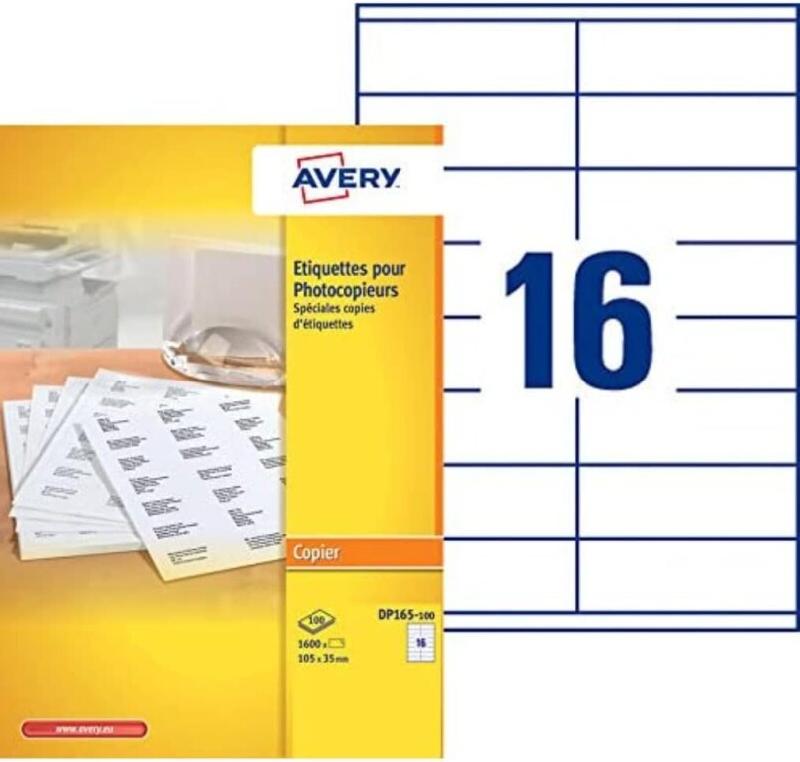 AVERY 1600 étiquettes blanches, format 105 x 35 mm (100 feuilles A4 / cdt) - 3266557205122_0