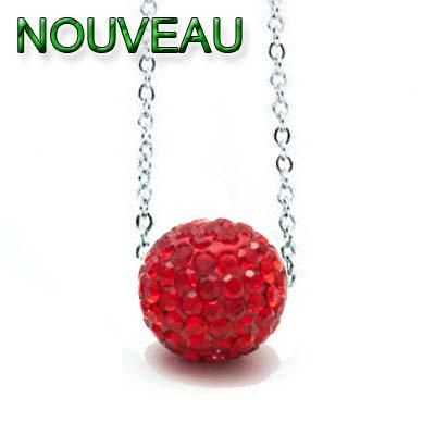 COLLIER PERLE ROUGE 14MM 