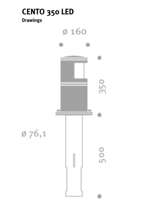 Borne lumineuse d'éclairage public CENTO 350 - LED - 7W - aluminium - 0,35 m - IP54 - diffuseur PMMA dépoli_0