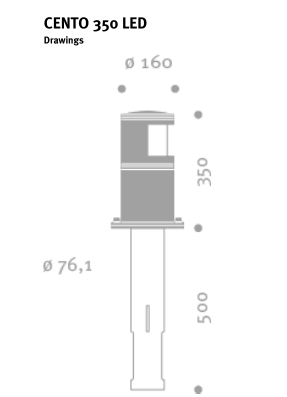 Borne lumineuse d'éclairage public cento 350 / led / 7 w / en aluminium / 0.35 m_0