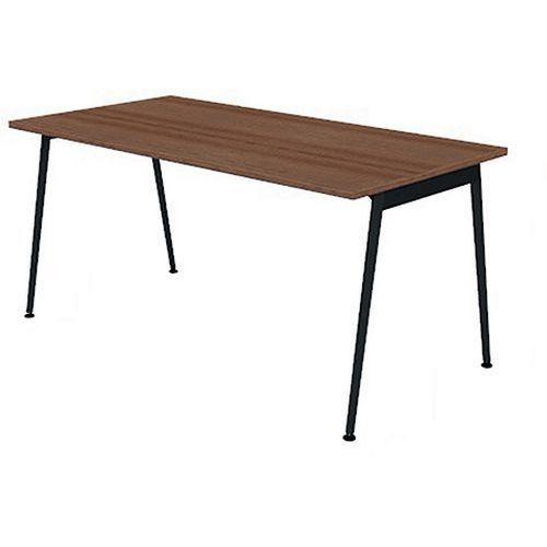 BUREAU SIMPLE 160X80 NOYER CANALETTO PIEDS GRIS OMBRE - QUADRIFOGLIO