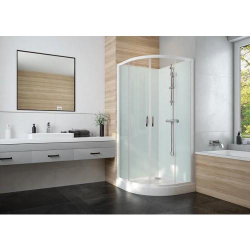 CABINE DE DOUCHE 1/4 ROND 80 CM IZIGLASS 2 - ACCÈS D'ANGLE - PORTES COULISSANTES LEDA