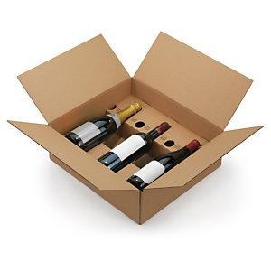 CAISSE CARTON BRUNE POUR BOUTEILLES À MONTAGE INSTANTANÉ