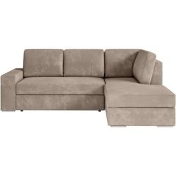 Canapé d'angle droit convertible ARTEMIS 4 places - Velours côtelé greige - L246 x P174 x H96 cm LOUNGITUDE - 3666749585924_0