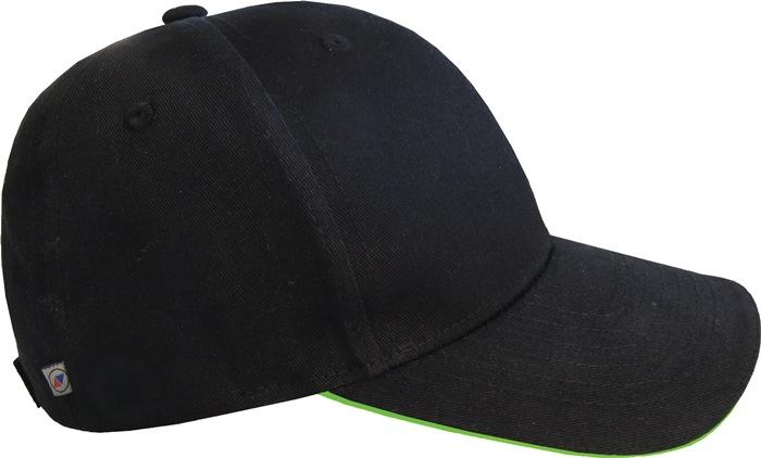Casquette de protection Terrax Workwear - Universelle noir/limette - 100 % coton avec passepoil contrastant_0