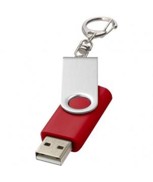 CLÉ USB ROTATIVE AVEC PORTE-CLÉS 2 GB - ROUGE - CLÉS USB PUBLICITAIRES PERSONNALISÉES