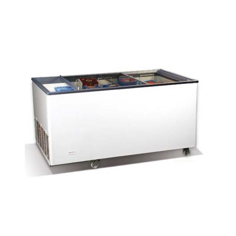 Conservateur bac surgelé CRY200 - 800L - couvercle vitré coulissant et cuve acier plastifié blanc_0