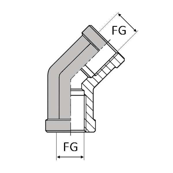 Coude femelle gaz cylindrique x femelle gaz cylindrique 45° - 1/4' , 11.44_0