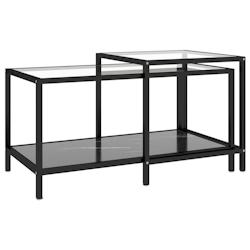 Décoshop26 - Lot de 2 tables d'appoint tables basse en verre trempé noir et acier DEC032745 - 3000259129542_0