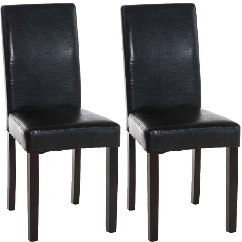 Décoshop26 - Lot de 2 chaises de salle à manger design moderne en PVC noir et pieds en bois marron 10_0001542 - marron Bois massif 3000250534406_0