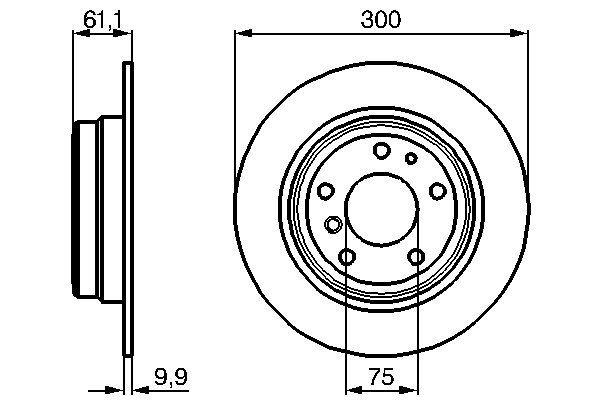 Disque de frein Bosch 0986478321 - boîte de 2 disques - arrière - disque plein - 5 trous - épaisseur 10mm_0
