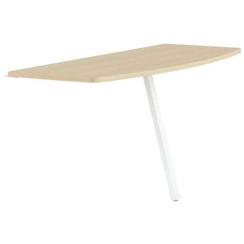 EXTENSION GALBÉE GARY POUR 2 BUREAUX 160 CM PIED BLANC PLT.CHÊNE CLAIR - MBA