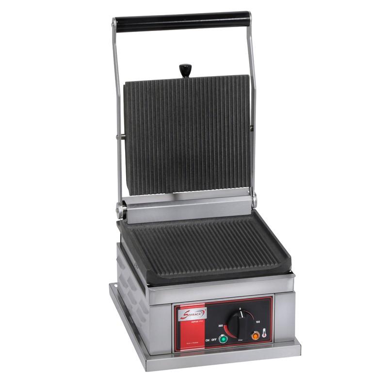 Grill professionnel panini simple petit modèle plaques rainurées - PPPM1_0