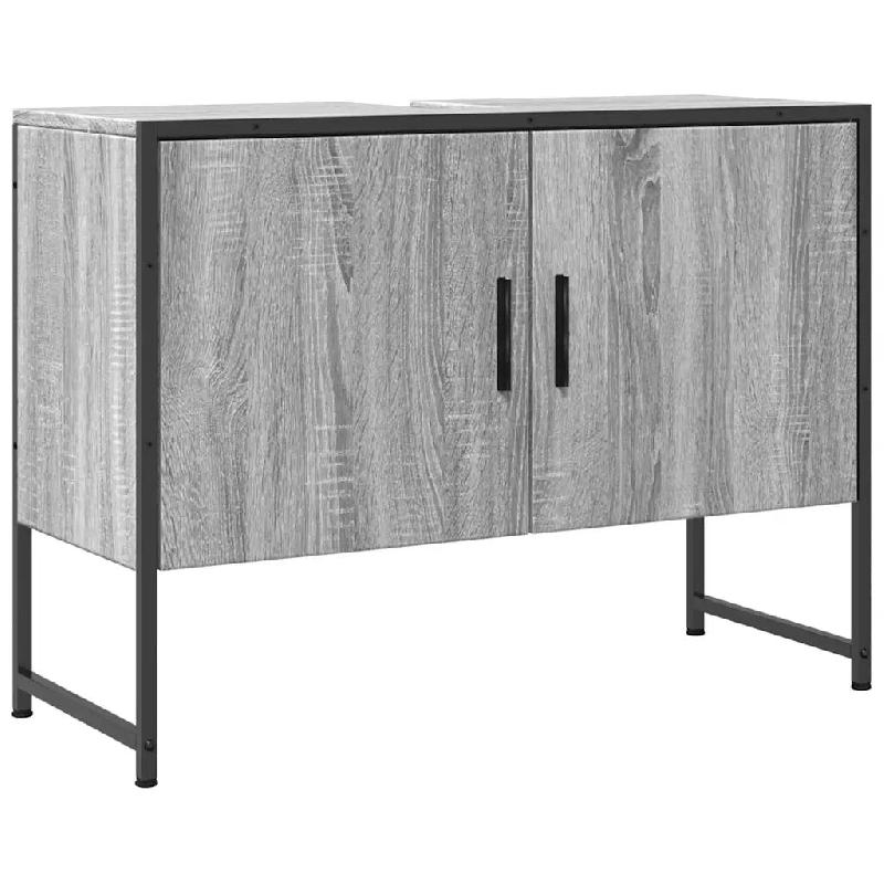 Helloshop26 - Armoire lavabo de salle de bain moderne design peu encombrant 80 x 33 x 60 cm en bois sonoma gris 02_0049458 - gris métal 3000235851696_0