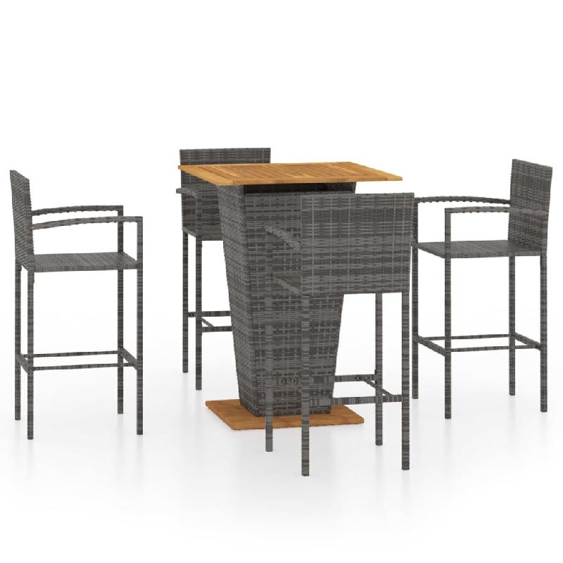 Helloshop26 - Ensemble de bar de jardin 5 pièces gris - 3000730647763_0