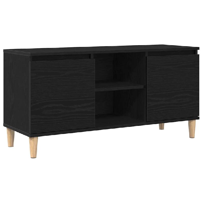 Helloshop26 - Meuble TV rectangulaire élégant moderne 102 x 35 x 50 cm en bois d'ingénierie chêne noir 02_0051898 - noir Bois massif 3000237142303_0