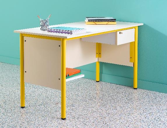 CHAIRE DE PROFESSEUR, PLATEAU BEIGE, CHANTS PLAQUÉS, PIÈTEMENT GRIS - MANUTAN COLLECTIVITÉS