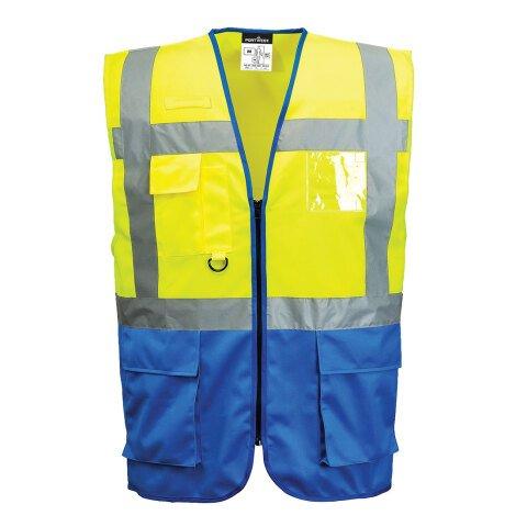 LOT DE 3 - PORTWEST C476 GILET EXECUTIVE WARSAW JAUNE/ROYAL - TAILLE M